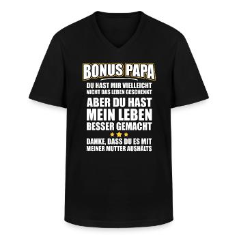 Bonus Papa Danke - Männer-T-Shirt mit V-Ausschnitt - Schwarz - Vorne - AI Model Male 178 dark (178cm)