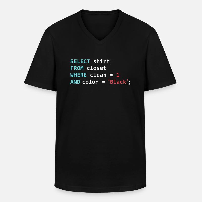 Programmeur Datanbank Funny SQL Query - T-shirt col V Homme - noir