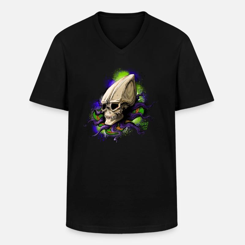 Alien BONE SQL - Männer-T-Shirt mit V-Ausschnitt - Schwarz