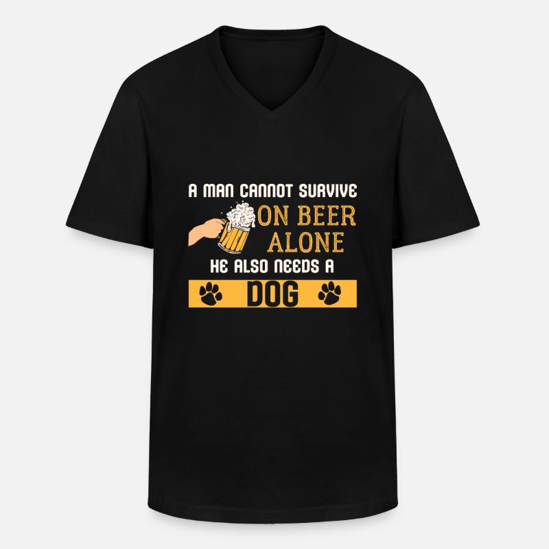 Bier und Hunde - Männer-T-Shirt mit V-Ausschnitt - Schwarz