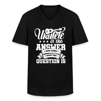 Uke Gitarre Geschenk I Gitarrist Ukulele - Männer-T-Shirt mit V-Ausschnitt - Schwarz - Vorne - AI Model Male 178 dark (178cm)