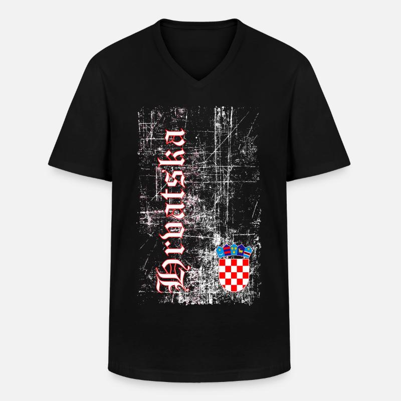 Hrvatska - Männer-T-Shirt mit V-Ausschnitt - Schwarz