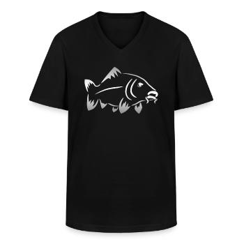 Karpfen Logo - Männer-T-Shirt mit V-Ausschnitt - Schwarz - Vorne - AI Model Male 178 dark (178cm)
