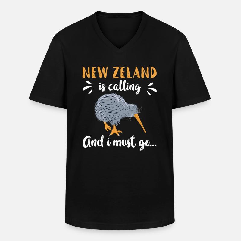 Neuseeland Ruft - Männer-T-Shirt mit V-Ausschnitt - Schwarz