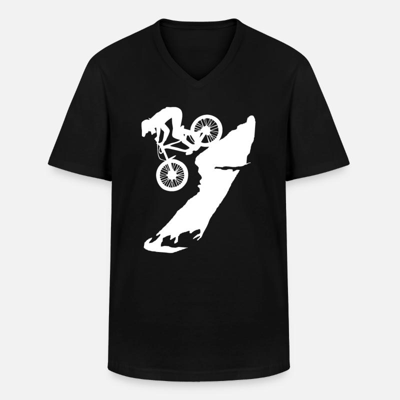 MTB Downhill - Männer-T-Shirt mit V-Ausschnitt - Schwarz