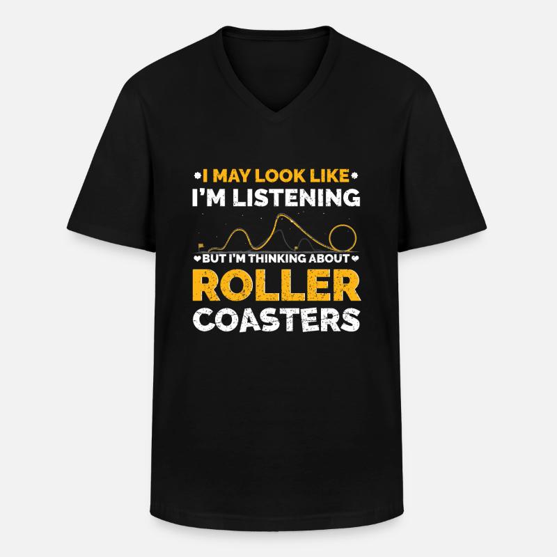 Achterbahn Enthusiast - Männer-T-Shirt mit V-Ausschnitt - Schwarz