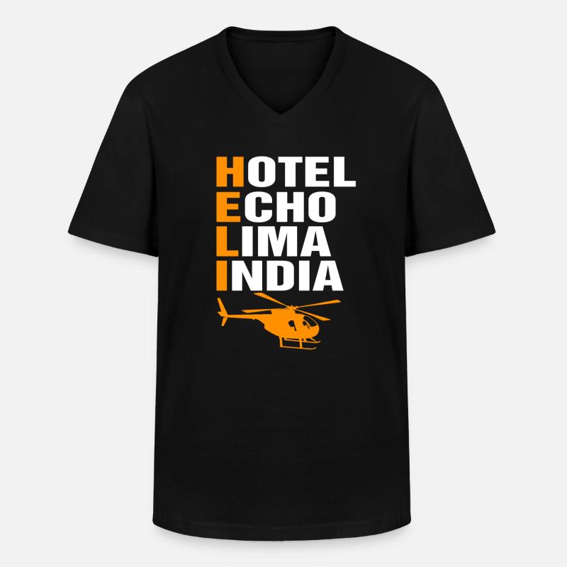 Hélicoptère Pilote Cadeau I hélicoptère - T-shirt col V Homme - noir