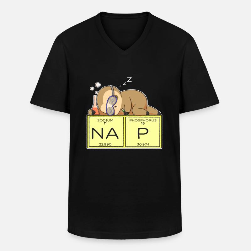 Faultier Nickerchen - Männer-T-Shirt mit V-Ausschnitt - Schwarz