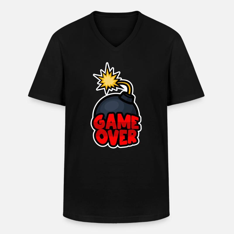 Game Over - Männer-T-Shirt mit V-Ausschnitt - Schwarz