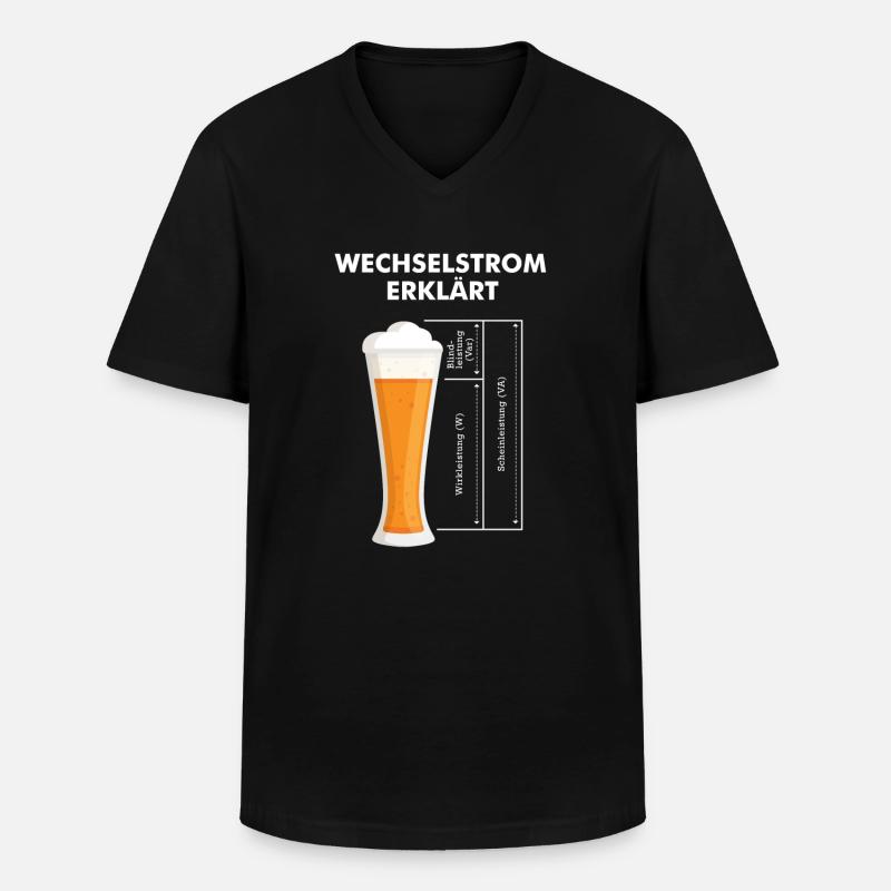 Wechselstrom erklärt Bier Elektriker Technik - Männer-T-Shirt mit V-Ausschnitt - Schwarz