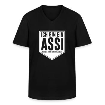Bin Ein Assi Sexy Asozial Arbeitslos Assozial - Männer-T-Shirt mit V-Ausschnitt - Schwarz - Vorne - AI Model Male 178 dark (178cm)