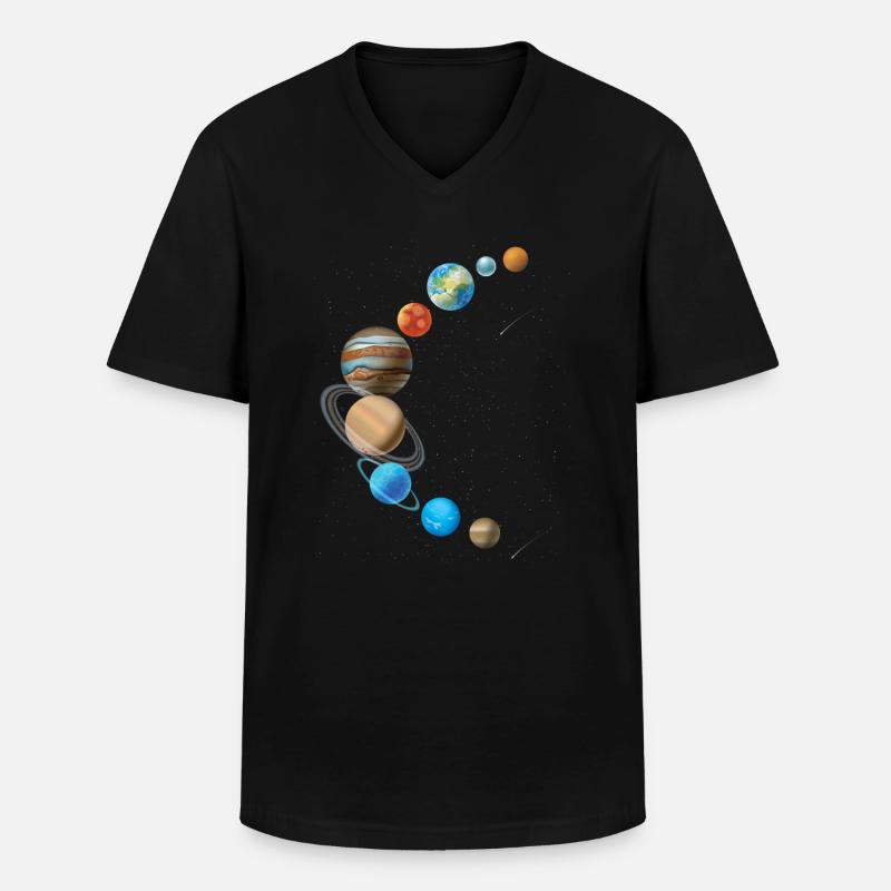 Sonnensystem in Sichelform - Männer-T-Shirt mit V-Ausschnitt - Schwarz