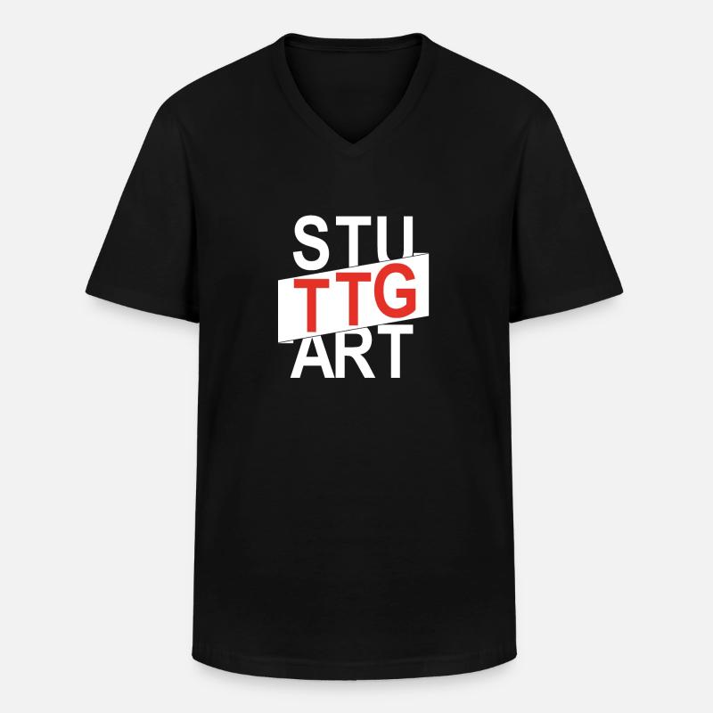 Stuttgart Stuttgarter - Männer-T-Shirt mit V-Ausschnitt - Schwarz