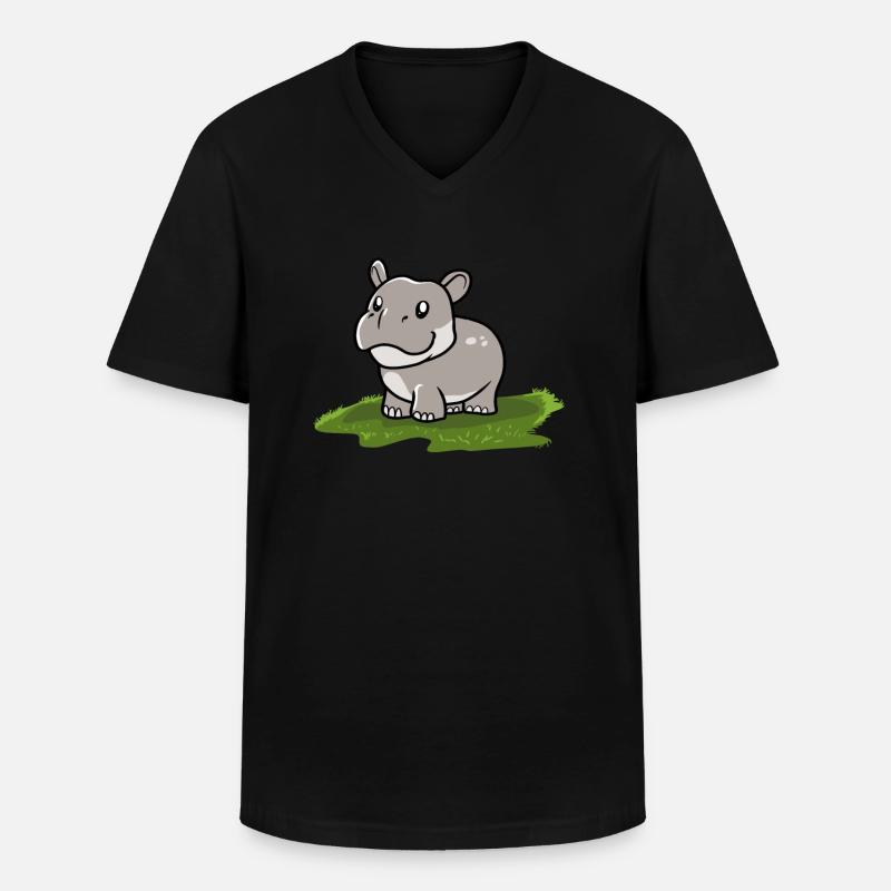 Flusspferd Nilpferd - Männer-T-Shirt mit V-Ausschnitt - Schwarz