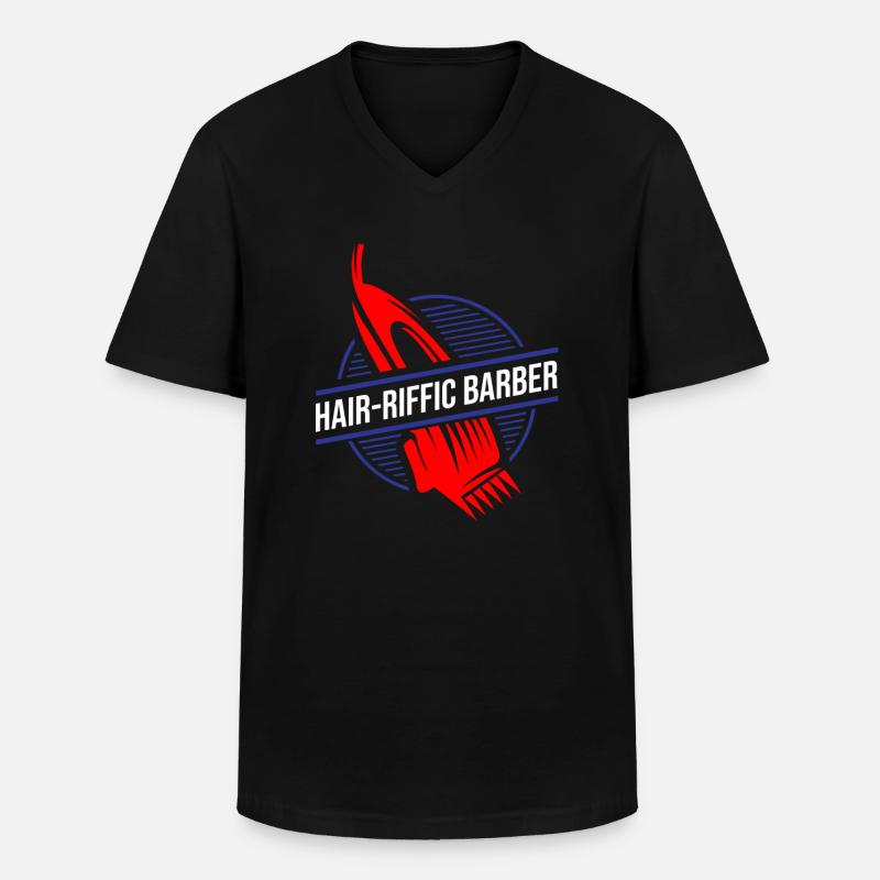 Barber Barbershop Barbier Bart - Männer-T-Shirt mit V-Ausschnitt - Schwarz