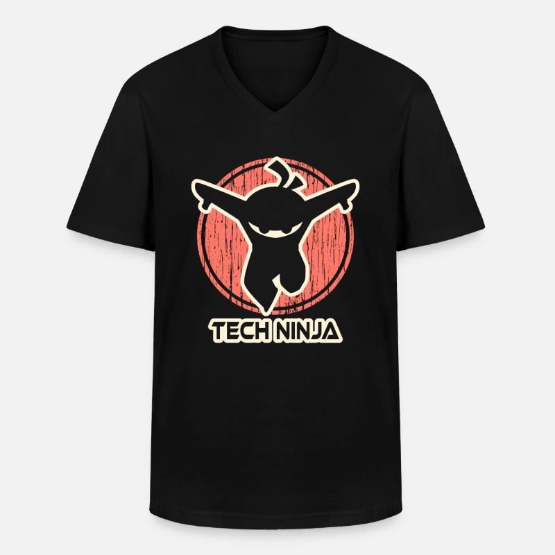 Tech Ninja - Männer-T-Shirt mit V-Ausschnitt - Schwarz