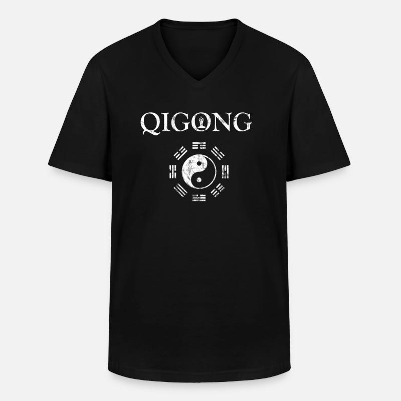 Qigong - Männer-T-Shirt mit V-Ausschnitt - Schwarz