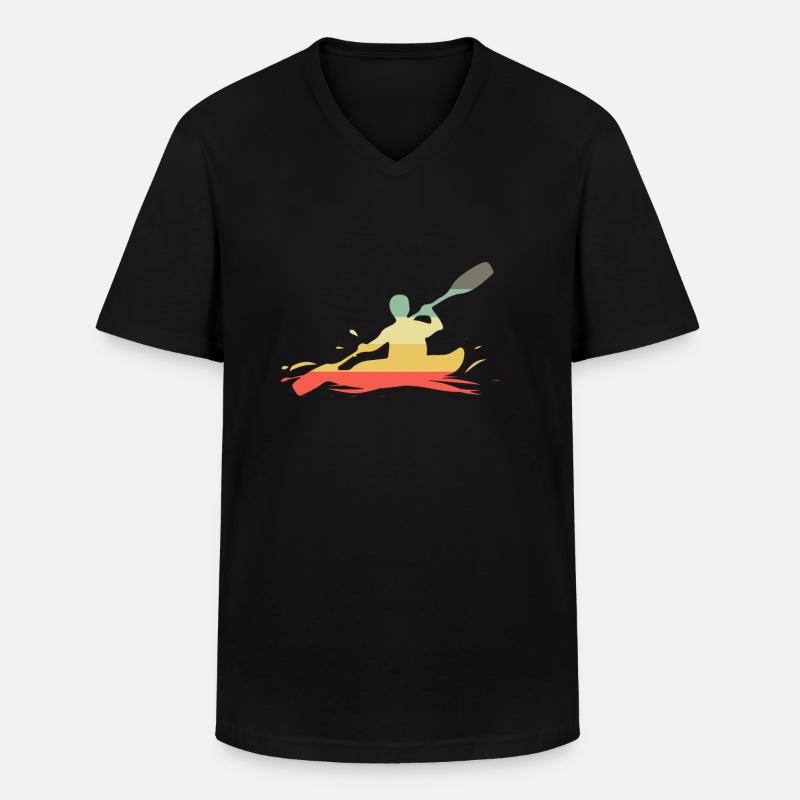 Retro Kajak Kayak Kajaker - Männer-T-Shirt mit V-Ausschnitt - Schwarz