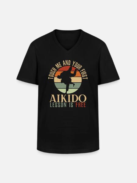 Aikido - Men's V-Neck T-Shirt - black