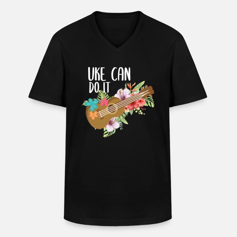 Uke Ukulele - Männer-T-Shirt mit V-Ausschnitt - Schwarz