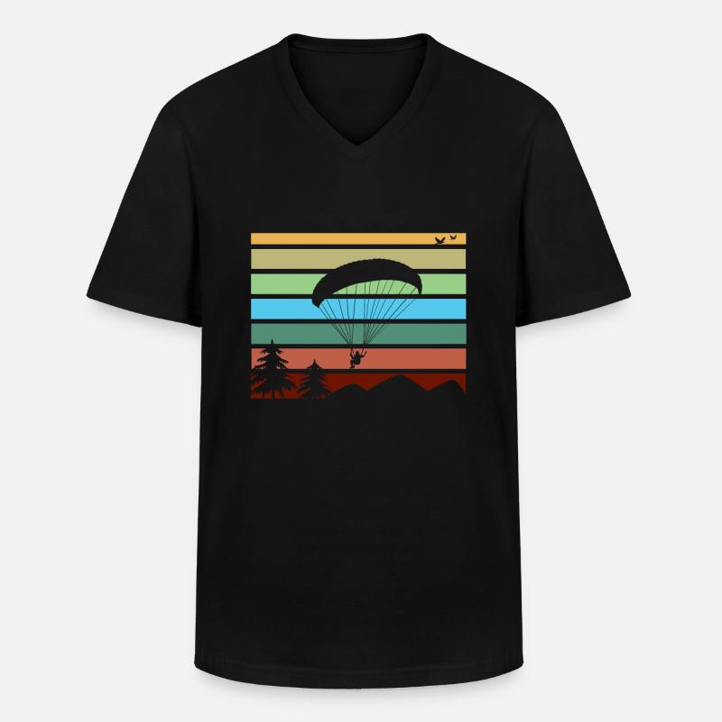 Gleitschirmfliegen - Männer-T-Shirt mit V-Ausschnitt - Schwarz