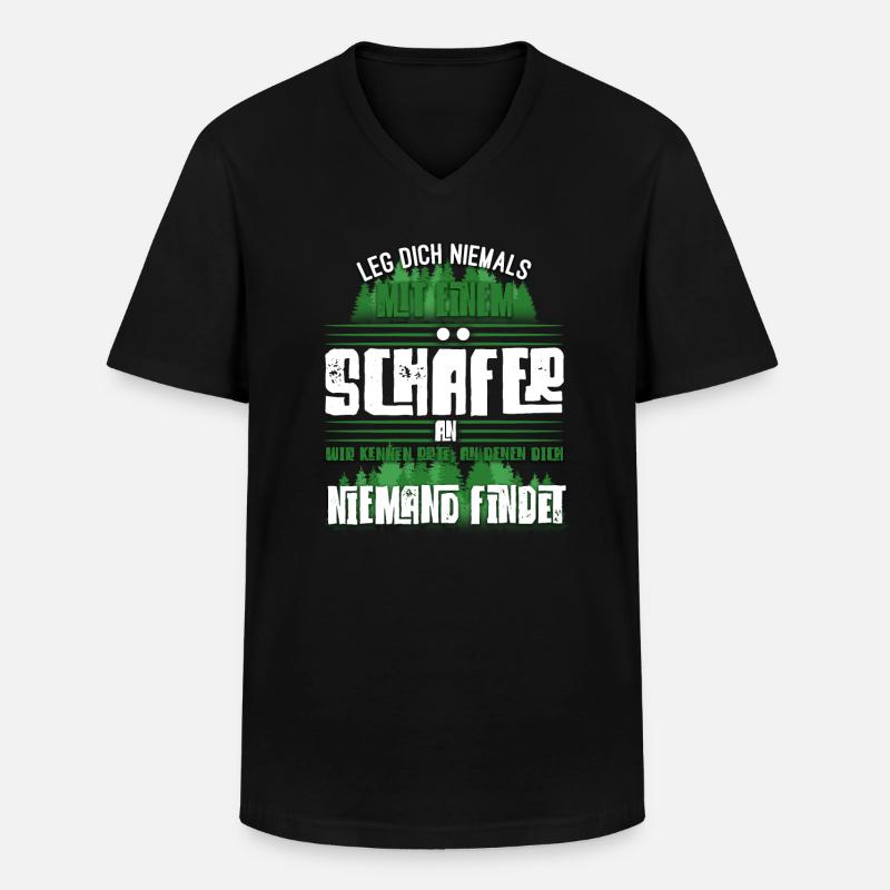 Schäfer Schafe Schaf Hirte Geschenk - Männer-T-Shirt mit V-Ausschnitt - Schwarz