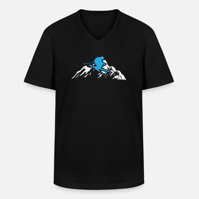 Ski - Männer-T-Shirt mit V-Ausschnitt - Schwarz