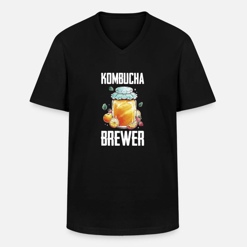 Kombucha - Männer-T-Shirt mit V-Ausschnitt - Schwarz
