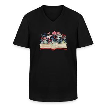 Bücherwurm Buch Lesen Leseratte - Männer-T-Shirt mit V-Ausschnitt - Schwarz - Vorne - AI Model Male 178 dark (178cm)