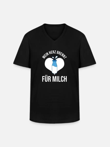 Milch Rohmilch Vollmilch - Männer-T-Shirt mit V-Ausschnitt - Schwarz