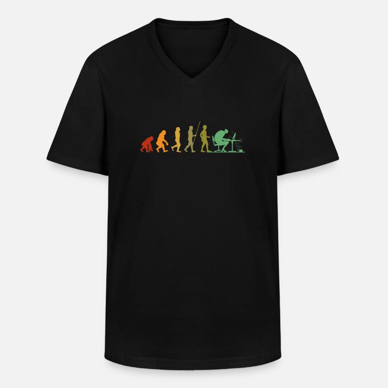 Computer Evolution Computerfreak Programmierer - Männer-T-Shirt mit V-Ausschnitt - Schwarz