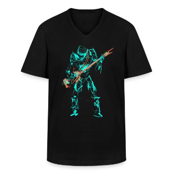 The guitarist - music / guitar / man - Men's V-Neck T-Shirt - black - Front - AI Model Male 178 dark (178cm)