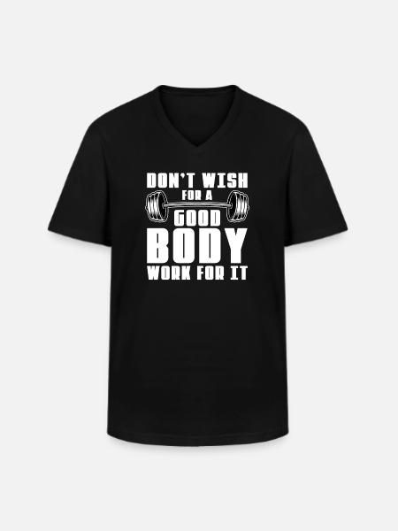 Haltérophile Haltères Long - T-shirt col V Homme - noir
