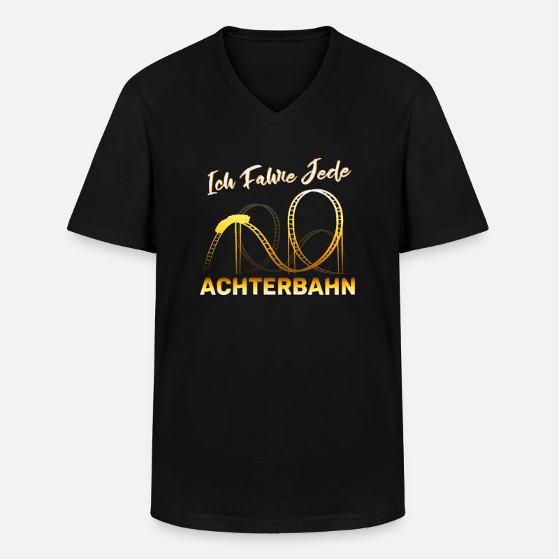 Achterbahn Achterbahnfahrer Freizeitpark Geschenk - Männer-T-Shirt mit V-Ausschnitt - Schwarz