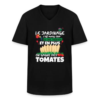 Jardinier Cadeau Drôles Tomates Jardinage Humour - T-shirt col V Homme - noir - Devant - AI Model Male 178 dark (178cm)