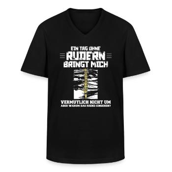 Rudern - ein Tag ohne Rudern lustiger Spruch - Männer-T-Shirt mit V-Ausschnitt - Schwarz - Vorne - AI Model Male 178 dark (178cm)