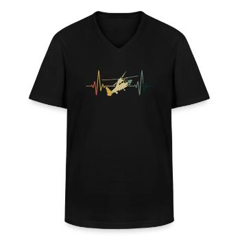 Hélicoptère hélicoptère cardiaque battement de cœur cadeau - T-shirt col V Homme - noir - Devant - AI Model Male 178 dark (178cm)