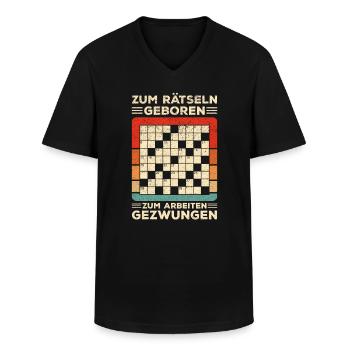 Kreuzworträtsel Buchstabenrätsel Quiz Rätsel - Männer-T-Shirt mit V-Ausschnitt - Schwarz - Vorne - AI Model Male 178 dark (178cm)