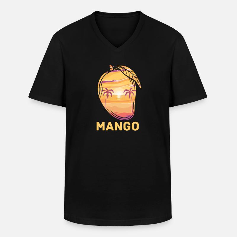 Mango - Männer-T-Shirt mit V-Ausschnitt - Schwarz