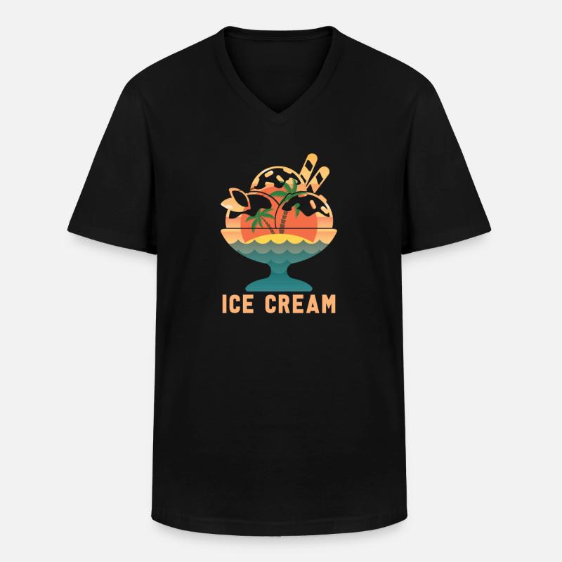 Eis Eiscreme - Männer-T-Shirt mit V-Ausschnitt - Schwarz