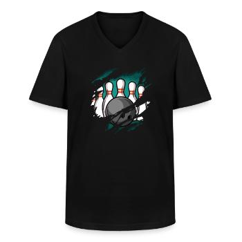 Bowling - Männer-T-Shirt mit V-Ausschnitt - Schwarz - Vorne - AI Model Male 178 dark (178cm)