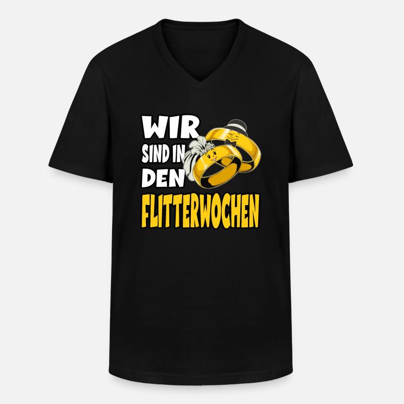 Wir sind in den Flitterwochen - Männer-T-Shirt mit V-Ausschnitt - Schwarz