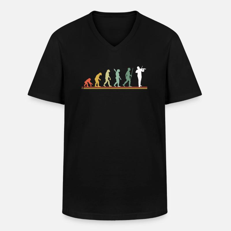 Evolution Of Violin Player Violin - Männer-T-Shirt mit V-Ausschnitt - Schwarz