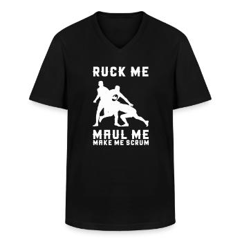 Rugby - T-shirt col V Homme - noir - Devant - AI Model Male 178 dark (178cm)