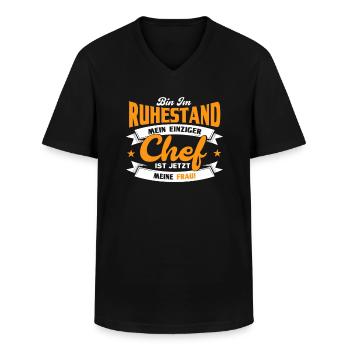 Bin Im Ruhestand Mein Einziger Chef Ist Meine Frau - Männer-T-Shirt mit V-Ausschnitt - Schwarz - Vorne - AI Model Male 178 dark (178cm)