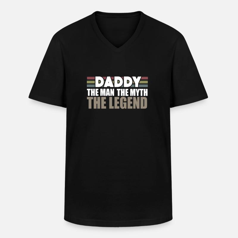 Papa Mann Mythos Legende - Männer-T-Shirt mit V-Ausschnitt - Schwarz