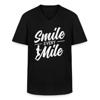 Smile Every Mile Marathon Runner Athlet Running - Männer-T-Shirt mit V-Ausschnitt - Schwarz - Vorne - AI Model Male 178 dark (178cm)