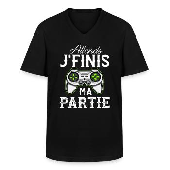 Tee Shirt Homme Humour Geek Ado Cadeau Gamer - T-shirt col V Homme - noir - Devant - AI Model Male 178 dark (178cm)