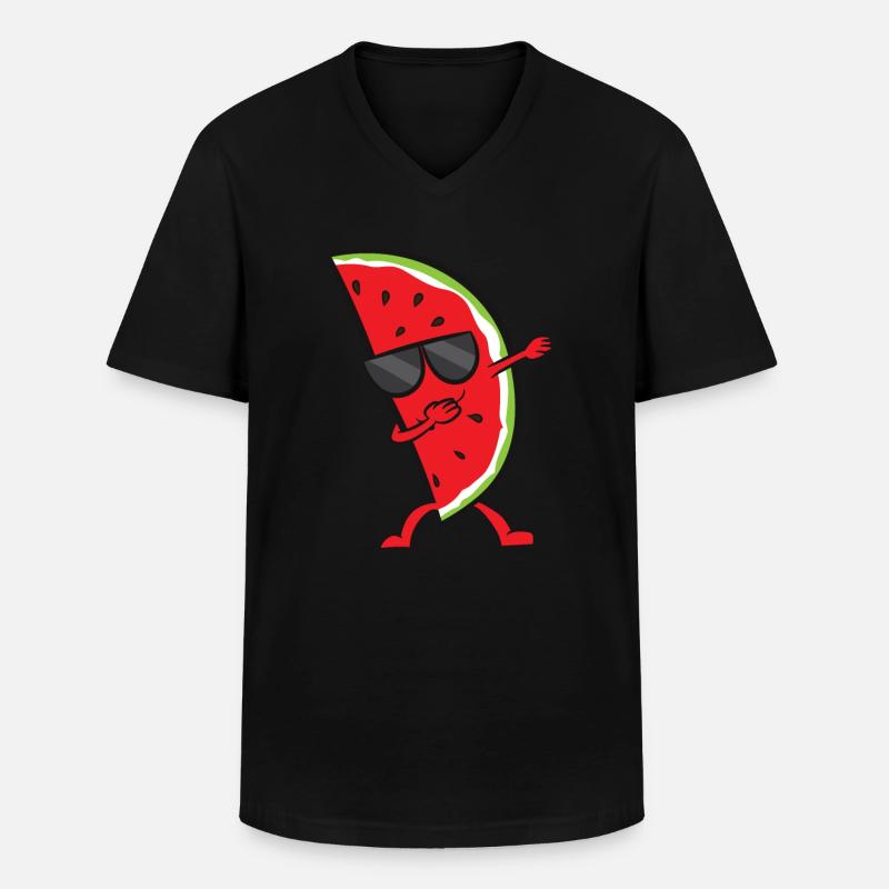 Dab Pastèque Amour Pastèque - T-shirt col V Homme - noir