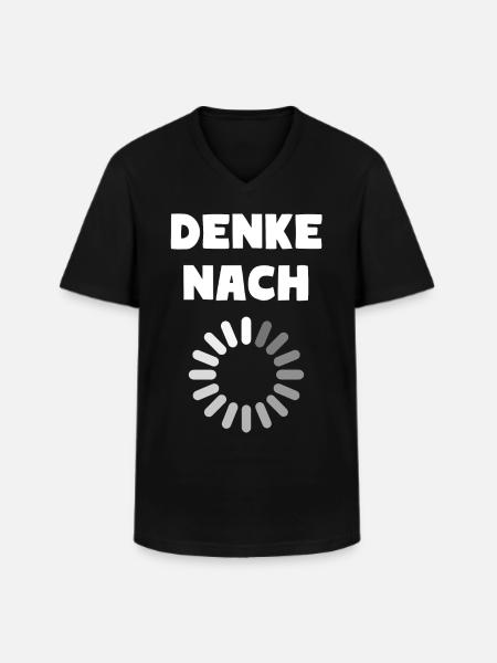 DENKE NACH - Männer-T-Shirt mit V-Ausschnitt - Schwarz